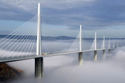 Up in the air: At 343 meters, the Millau viaduct is the highest bridge in the world.