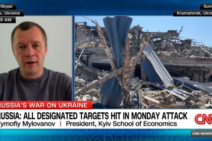 CNN's Rosemary Church speaks to Tymofiy Mylovanov, president of the Ukraine School of Economics, about Russia's missile strikes on energy infrastructure across Ukraine. 