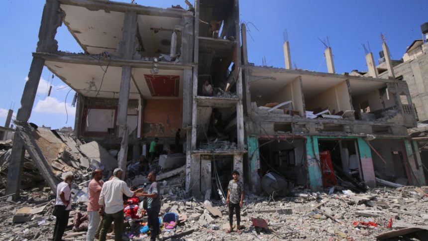 People have returned to areas east of Deir Al Balah in central Gaza this week to find buildings in ruins.