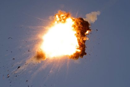 A Hezbollah UAV (unmanned aerial vehicle) is intercepted by Israeli air forces over northern Israel following what Israel called preemptive strikes against the militant group.