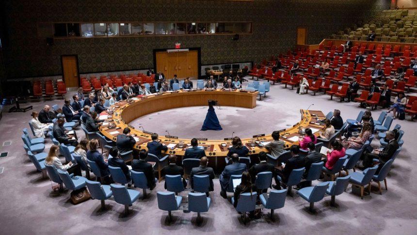 A Security Council meeting at United Nations headquarters in New York on Wednesday, Aug. 28, 2024.