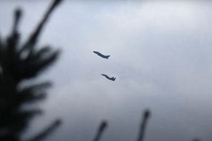 A still from the video shows the two Russian fighter jets.