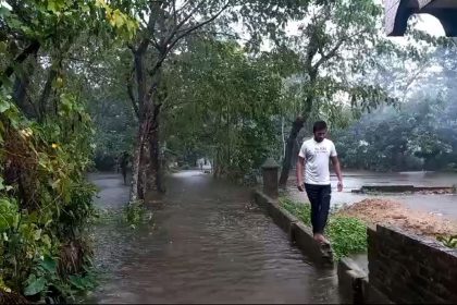 This screengrab taken from a video shows flooding in Feni, Bangladesh, on August 21, 2024.