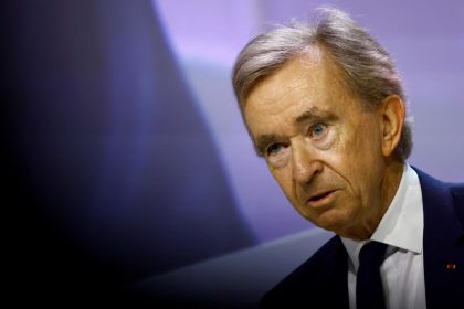 Bernard Arnault, chairman and CEO of LVMH Moet Hennessy Louis Vuitton, speaks during the company's annual shareholders meeting in Paris on April 18.