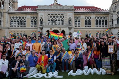 Members of the LGBTQ+ community celebrate after the passing of the marriage equality bill to legalise same-sex unions in Bangkok, Thailand, June 18, 2024.