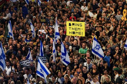 Protesters rally in Tel Aviv, Israel, on September 1, 2024.