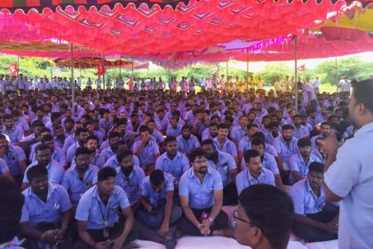 Workers at a Samsung facility launch a strike to demand higher wages at its Sriperumbudur plant near the city of Chennai, India on September 10, 2024.