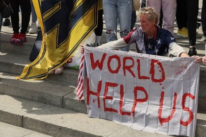 Ryan Routh is seen during a rally demanding international leaders to organize a humanitarian corridor for evacuation of Ukrainian military and civilians from Mariupol, in central Kyiv, Ukraine, on May 3, 2022.