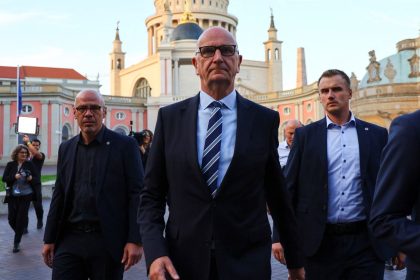 Brandenburg state premier and candidate of Germany's Social Democratic Party Dietmar Woidke, pictured after the first exit polls of the state election in Potsdam on September 22, 2024.