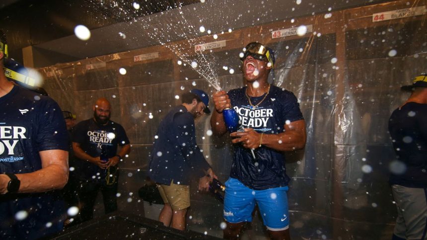 The Kansas City Royals celebrated clinching a spot in the playoffs for the first time since 2015.