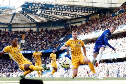 Palmer scores his fourth goal against Brighton.