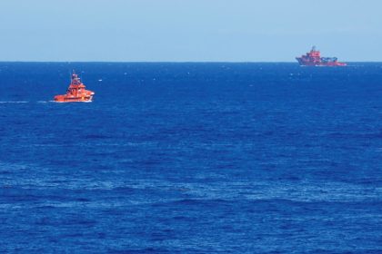 Rescue boats are searching for possible survivors after the sinking of a boat carrying migrants near the port of La Restinga, El Hierro, Spain.