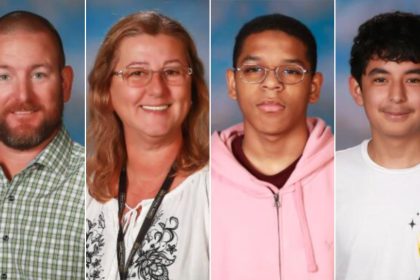 From left: Richard Aspinwall, Cristina Irimie, Mason Schermerhorn and Christian Angulo, all of whom were killed in the Apalachee High School shooting in Winder, Georgia, on Wednesday.