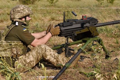 A Ukrainian serviceman of 141st Separate Infantry brigade is seen near Zaporizhzhia.