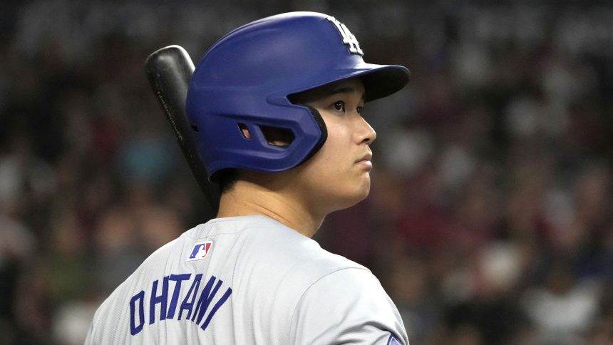 Los Angeles Dodgers star Shohei Ohtani gets ready to hit against the Arizona Diamondbacks.