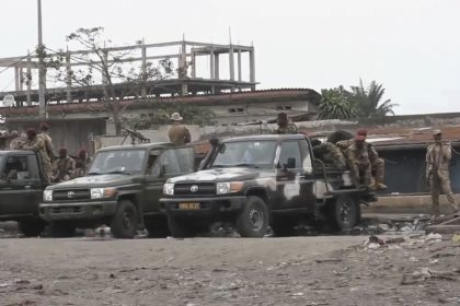 State security forces are seen outside Makala prison in Kinshasa, Democratic Republic of the Congo, following the attempted jailbreak on Sept. 2, 2024.