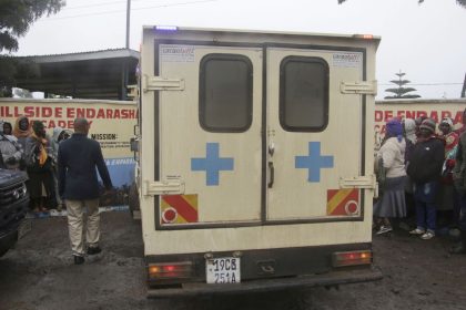 An ambulance arrives at the Hillside Endarasha Primary school following the deadly fire on Friday, Sep. 6, 2024.