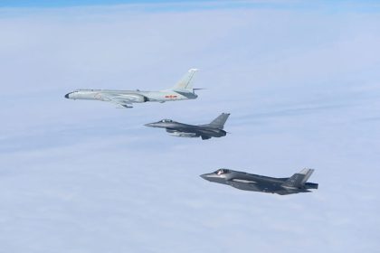 In this image released by the Department of Defense, U.S. fighter jets intercept a Russian military aircraft operating in the Alaska Air Defense Identification Zone on July 24, 2024.