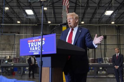 Republican presidential nominee former President Donald Trump speaks during a campaign event, Wednesday, Sept. 25, 2024, in Mint Hill, N.C.