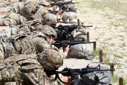 US soldiers participate in the 2nd Infantry Division Best Squad competitions at Camp Casey on May 1 in Dongducheon, South Korea.