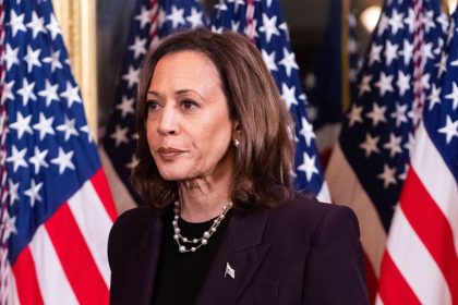 Vice President Kamala Harris leaves after speaking to the press following a meeting with Israeli Prime Minister Benjamin Netanyahu in the Vice President's ceremonial office at the Eisenhower Executive Office Building in Washington, DC, on July 25.