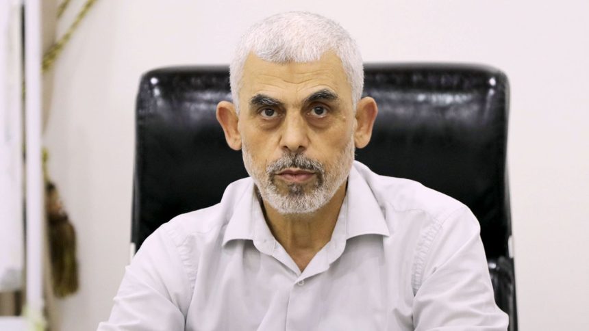 Hamas leader Yahya Sinwar attends a meeting with members of other Palestinian groups on June 22, 2021.