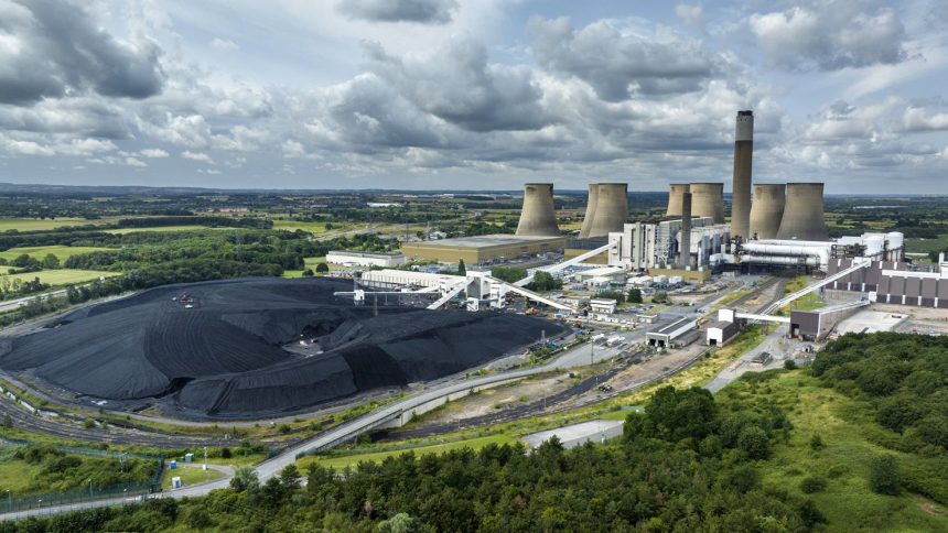 An aerial view of the Ratcliffe-on-Soar Power Station on July 4, 2023 in Nottingham, England. The plant is due to shut down on Monday.