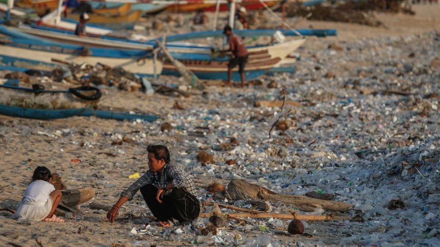 Plastic waste on Kedonganan Beach, Bali, earlier this year.