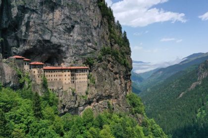 Cliff hanger: Sümela Monastery, founded in the 4th century, is a spectacular sight -- hanging 1,000 feet above a river valley in eastern Turkey.