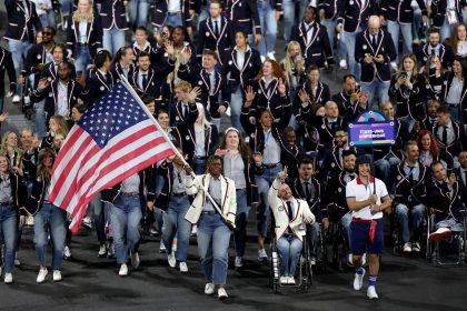 American athletes taken part in the opening ceremony of the Paralympics in Paris.