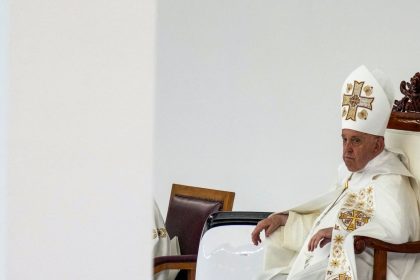 Pope Francis attends the holy mass at the Gelora Bung Karno Stadium in Jakarta on September 5.