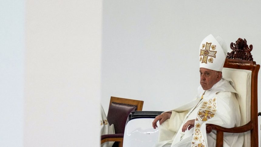 Pope Francis attends the holy mass at the Gelora Bung Karno Stadium in Jakarta on September 5.