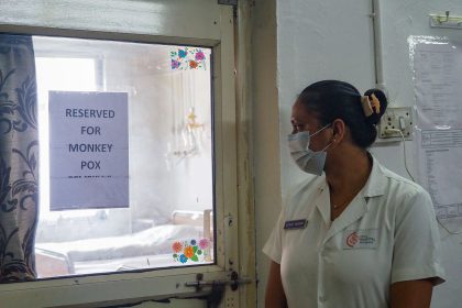 A nurse stands next to a newly created mpox isolation ward at a hospital in Ahmedabad, India, on September 10.