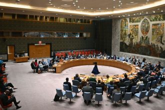 View of the UN Security Council as they meet on the situation in the Middle East on September 16, 2024 in New York City.