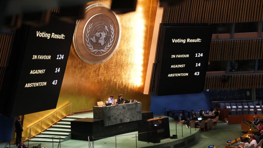 The final result of the vote at the United Nations in New York on Wednesday.