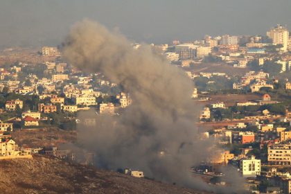 Smoke billows from the site of an Israeli airstrike on the outskirts of the southern village of Habbouch, Lebanon on September 23, 2024.