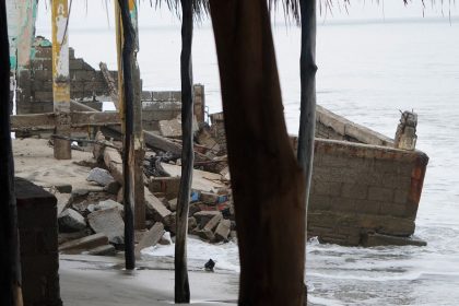 A destroyed building at the Cangrejo beach is seen ahead of the arrival of Hurricane John in Oaxaca State, Mexico, on September 23, 2024.