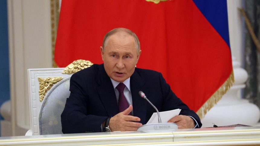 Russian President Vladimir Putin at the Kremlin's Senate Palace in Moscow on September 25, 2024.