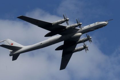 Russian Tupolev TU-142 is seen during the Navy Day Military parade on July 27, 2014 in Severomorsk, Russia.