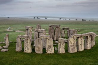 Stonehenge, seen in 2016, is made of two types of stone: larger sarsen stones and smaller bluestone monoliths. Construction on the monument in southern England began as early as 3000 BC.