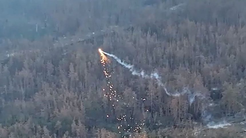 A Ukrainian incendiary drone drops on Russian positions in the Kharkiv area.