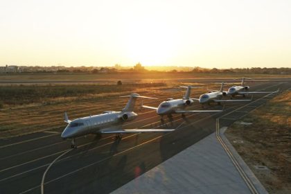 More millionaires are forecast to move to the United Arab Emirates in 2024 than to any other country in the world. Experts say the influx is driving a boom in private aviation. Pictured, planes from the fleet of private aviation company Vista.