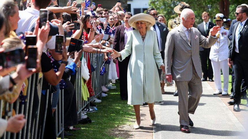 King Charles III and Queen Camilla speak to wellwishers after attending a Sunday church service at St Thomas' Anglican Church in north Sydney on day one of their visit to Australia and Samoa, on Sunday October 20, 2024.