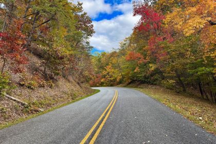 A 2022 photo shows the autumn beauty of the Blue Ridge Parkway between mile posts 0 and 60 in Virginia.