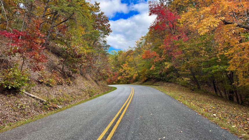 A 2022 photo shows the autumn beauty of the Blue Ridge Parkway between mile posts 0 and 60 in Virginia.