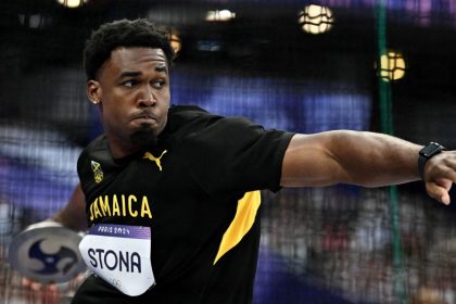 Paris 2024 Olympics - Athletics - Men's Discus Throw Final - Stade de France, Saint-Denis, France - August 07, 2024. Roje Stona of Jamaica in action. REUTERS/Dylan Martinez TPX IMAGES OF THE DAY