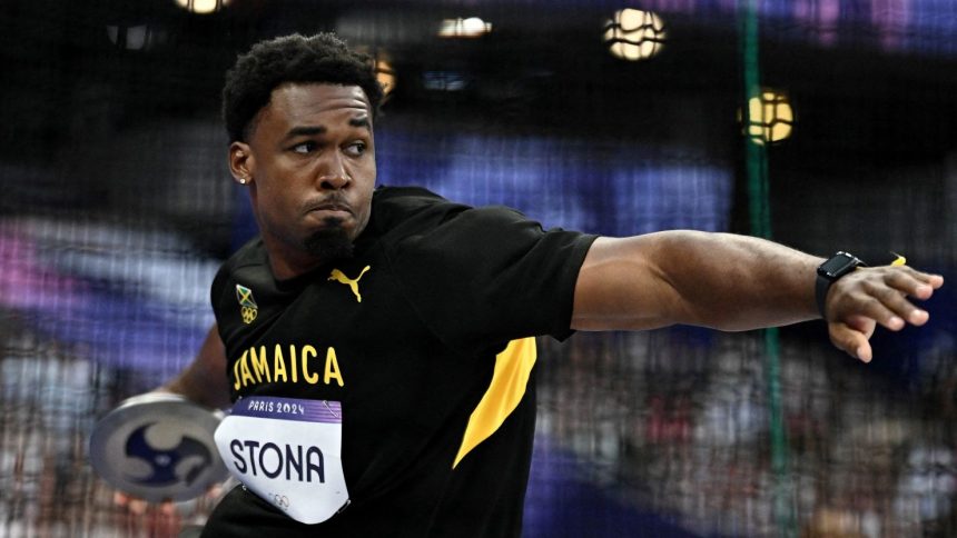 Paris 2024 Olympics - Athletics - Men's Discus Throw Final - Stade de France, Saint-Denis, France - August 07, 2024. Roje Stona of Jamaica in action. REUTERS/Dylan Martinez TPX IMAGES OF THE DAY