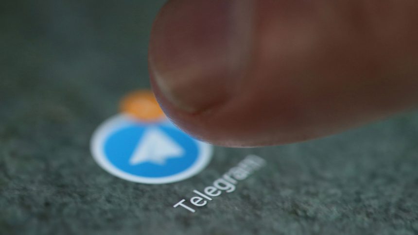 The Telegram app logo is seen on a smartphone in this picture illustration taken September 15, 2017.