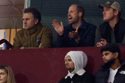 Prince William watches on as Aston Villa faces Bayern Munich in the Champions League.