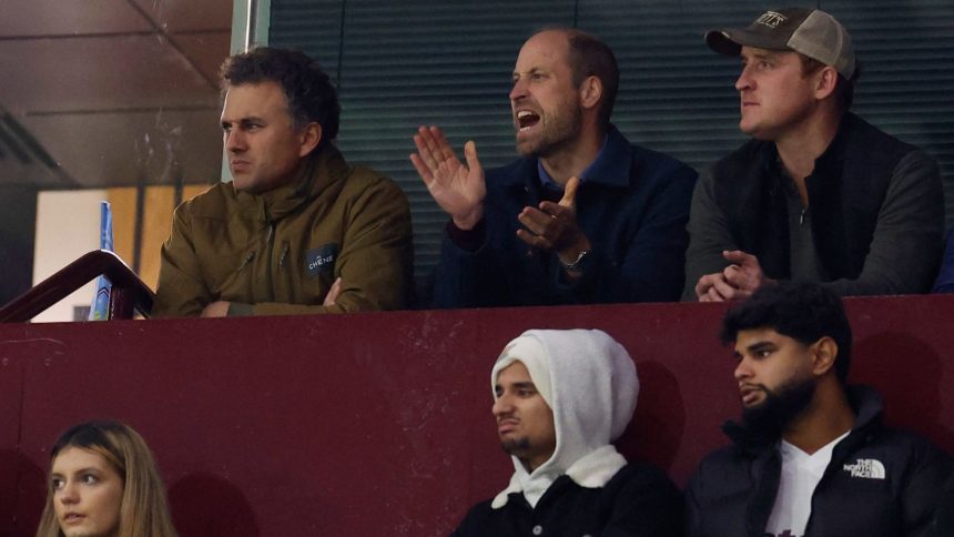 Prince William watches on as Aston Villa faces Bayern Munich in the Champions League.